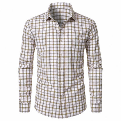 Men’s Classic Plaid Slim-Fit Button-Down Shirt