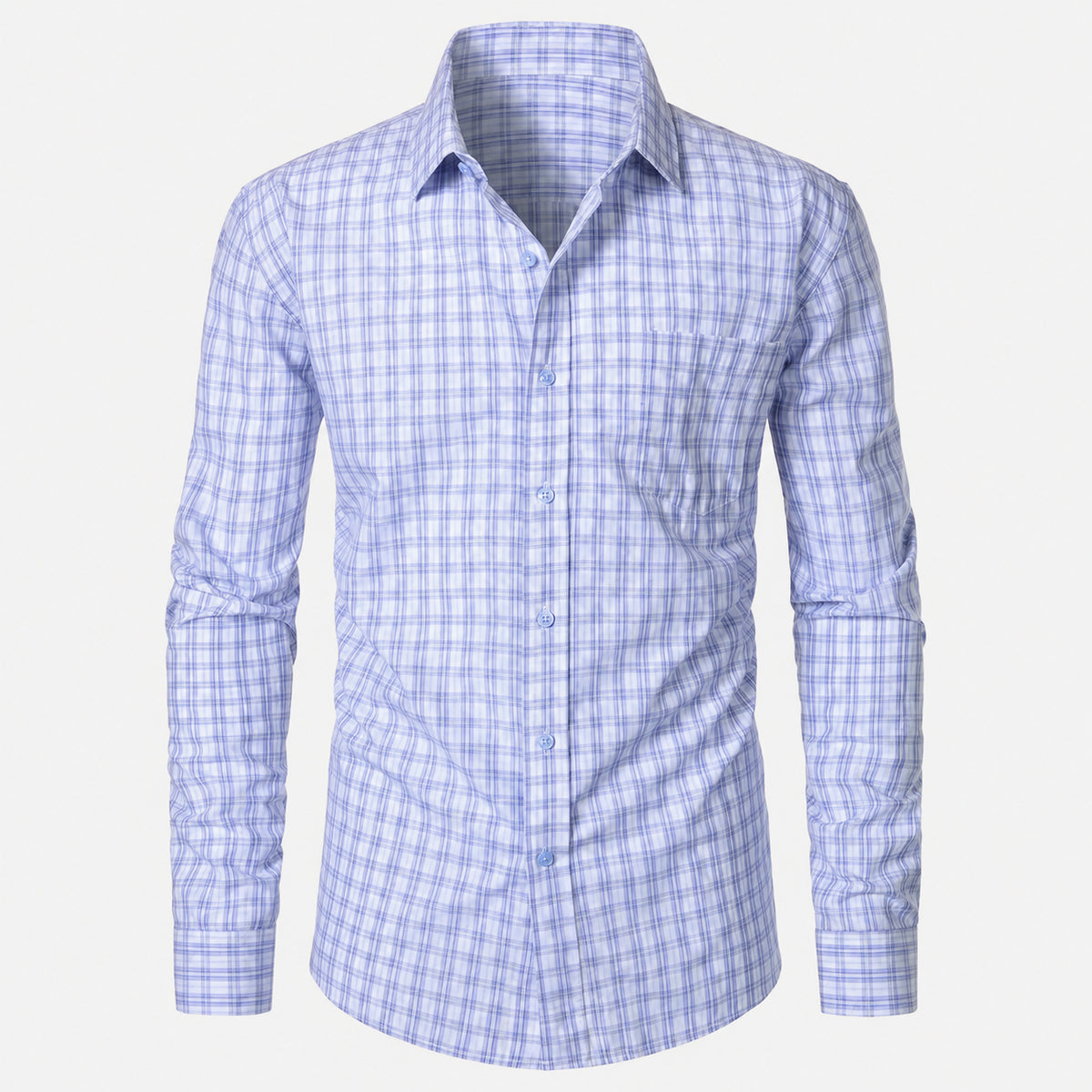 Men’s Classic Plaid Slim-Fit Button-Down Shirt