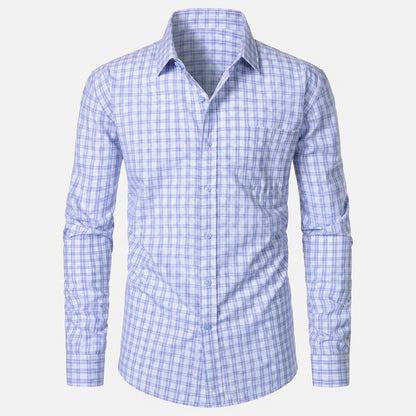 Men’s Classic Plaid Slim-Fit Button-Down Shirt