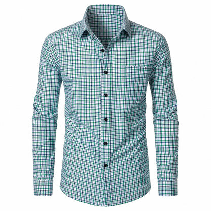 Men’s Classic Plaid Slim-Fit Button-Down Shirt