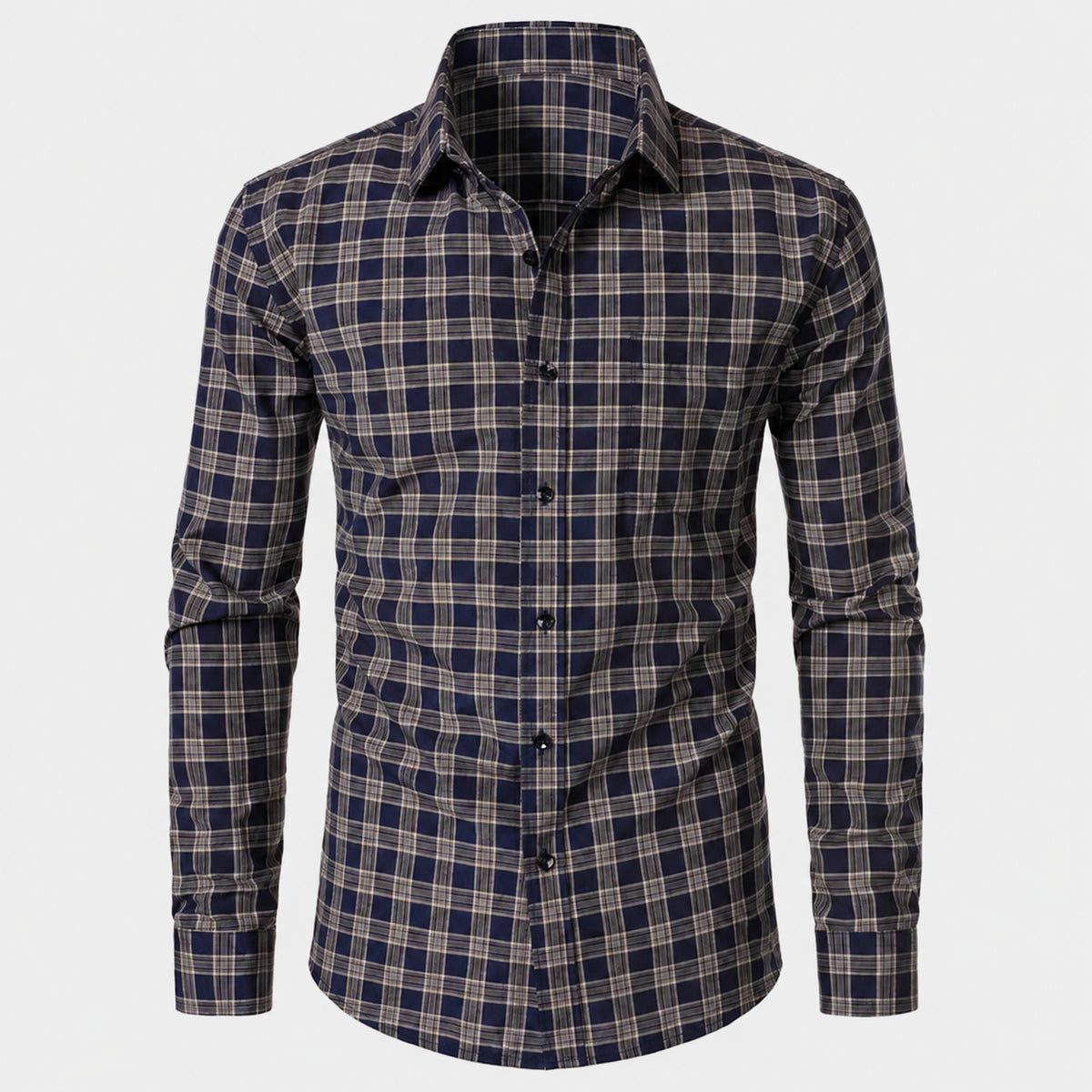Men’s Classic Plaid Slim-Fit Button-Down Shirt