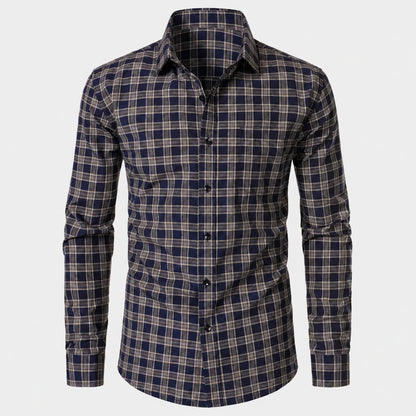 Men’s Classic Plaid Slim-Fit Button-Down Shirt