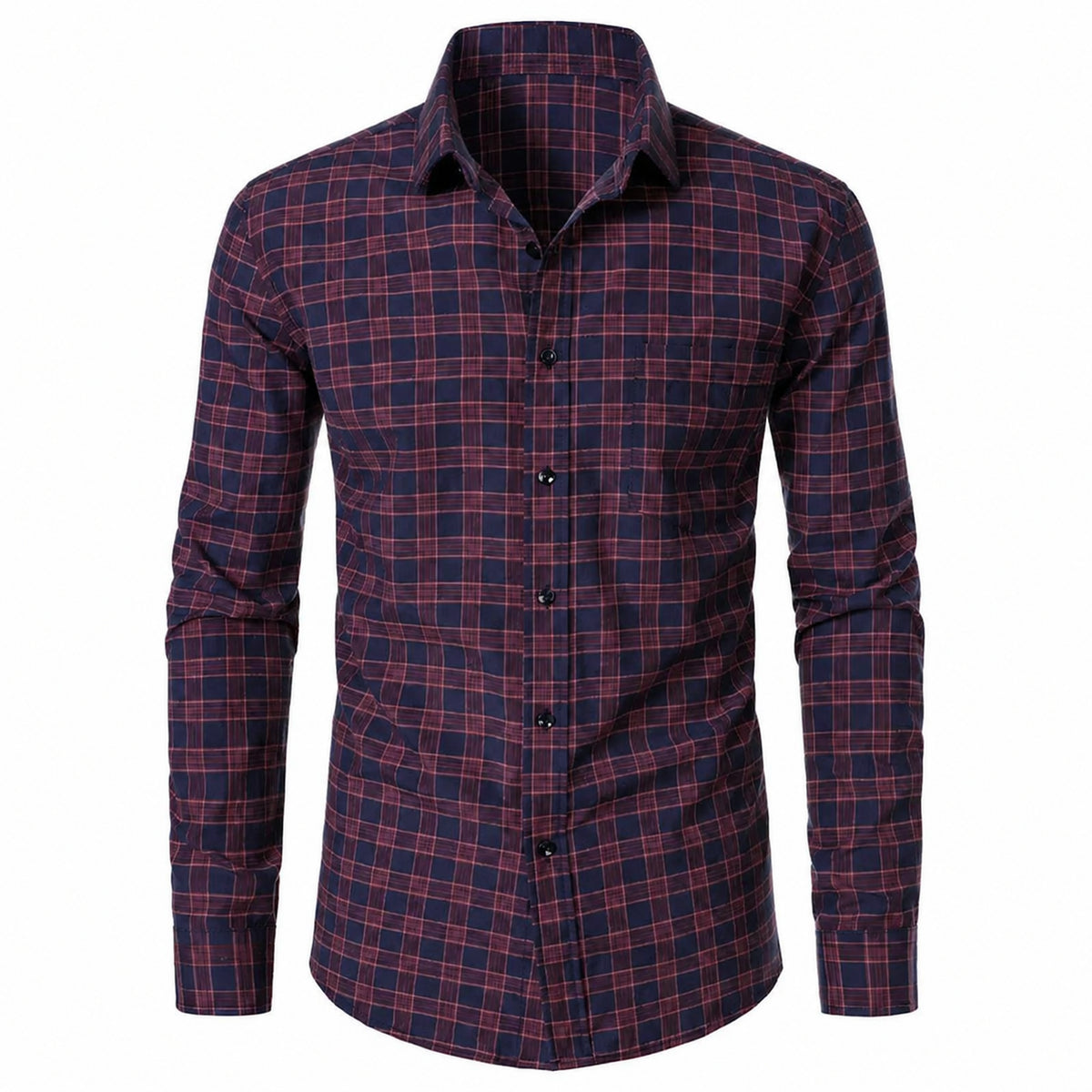 Men’s Classic Plaid Slim-Fit Button-Down Shirt