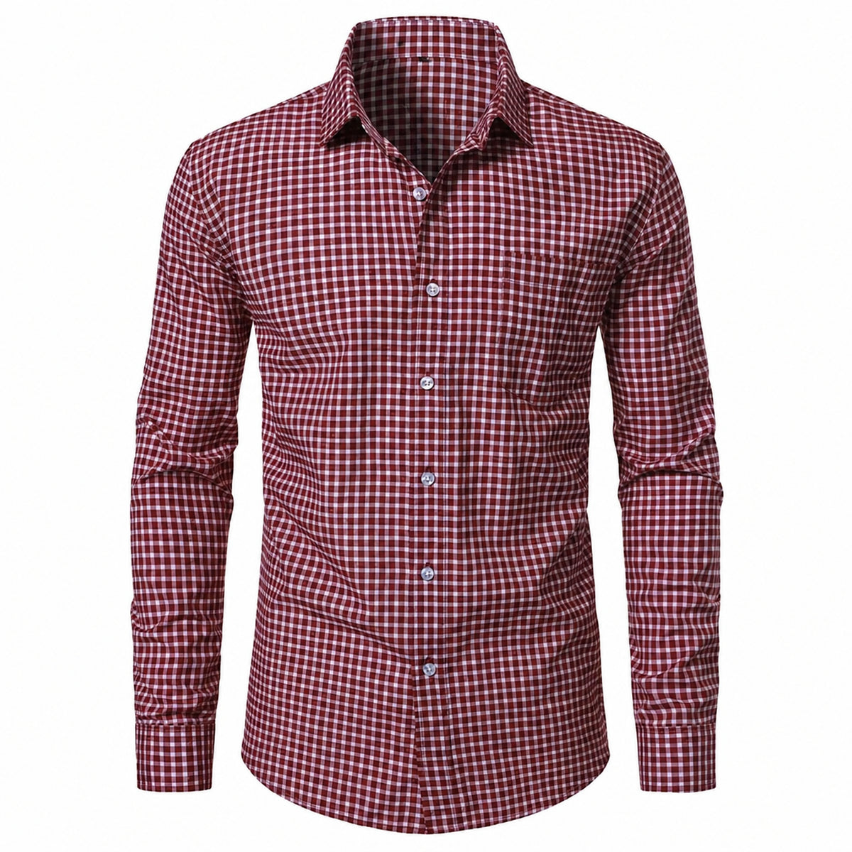 Men’s Classic Plaid Slim-Fit Button-Down Shirt