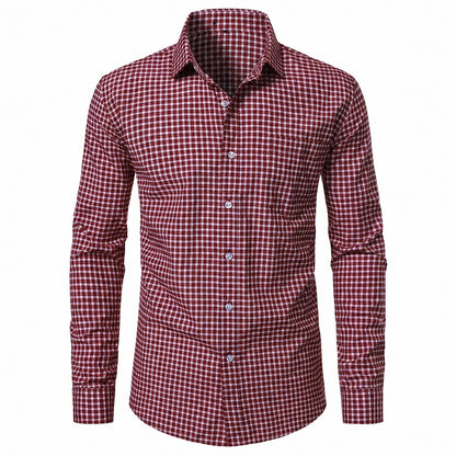 Men’s Classic Plaid Slim-Fit Button-Down Shirt