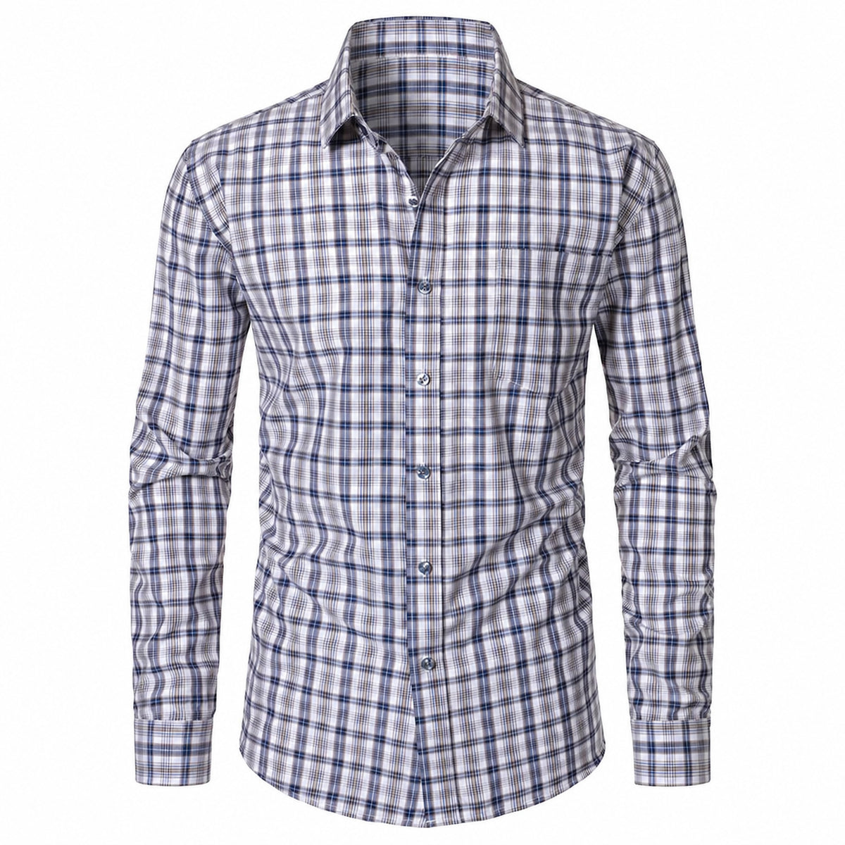 Men’s Classic Plaid Slim-Fit Button-Down Shirt