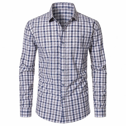 Men’s Classic Plaid Slim-Fit Button-Down Shirt