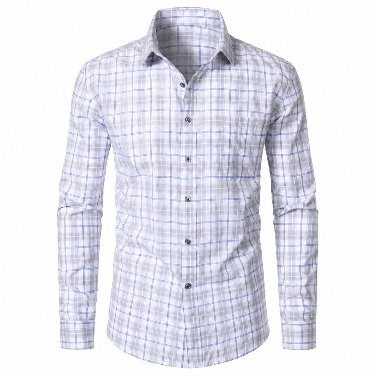 Men’s Classic Plaid Slim-Fit Button-Down Shirt
