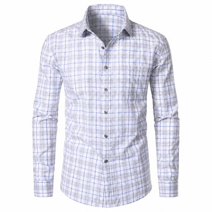 Men’s Classic Plaid Slim-Fit Button-Down Shirt