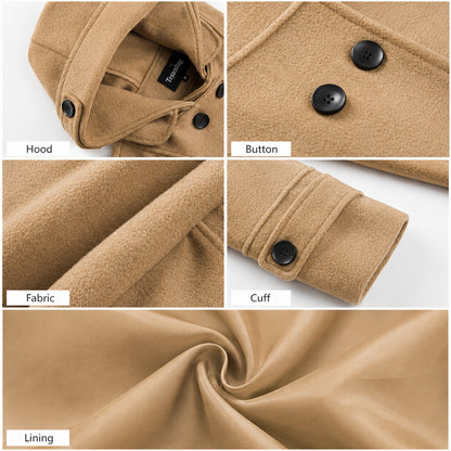 Women’s Double-Breasted Hooded Wool-Blend Coat