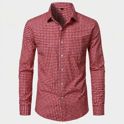 Men’s Classic Plaid Slim-Fit Button-Down Shirt