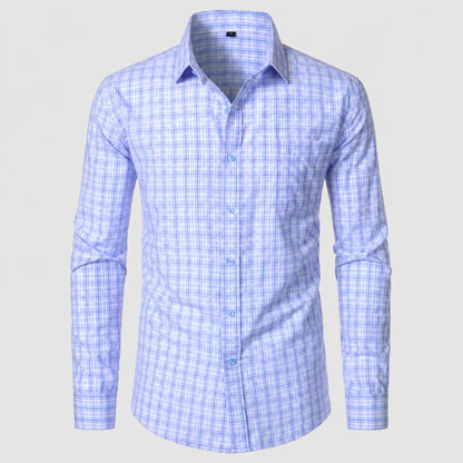 Men’s Classic Plaid Slim-Fit Button-Down Shirt