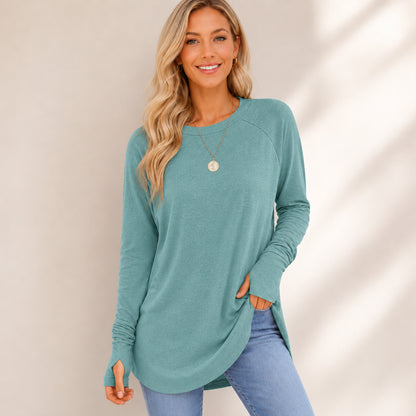 Women’s Soft Raglan Sleeve  Sweatshirt with Thumbholes