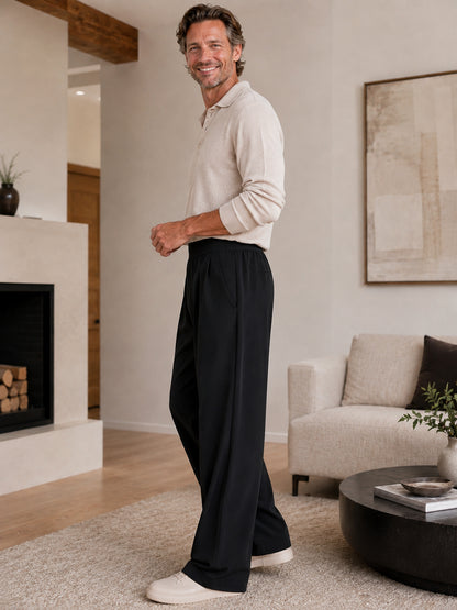 Men's High-Waist Pleated Wide Leg Pants