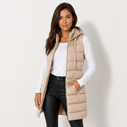 Women's Long Hooded Puffer Vest