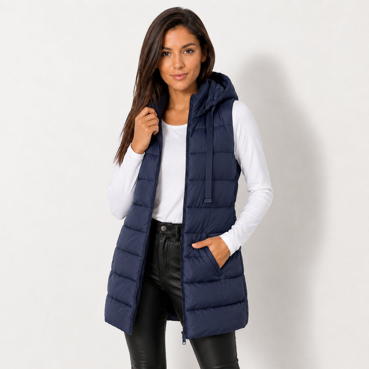 Women's Long Hooded Puffer Vest