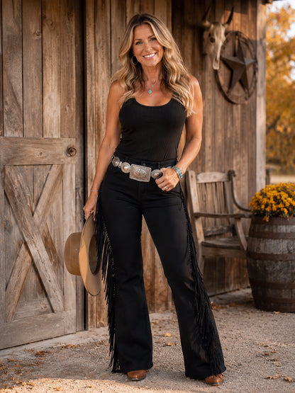 Women's Western Fringe Flare Pants
