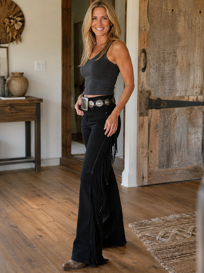Women's Western Fringe Flare Pants
