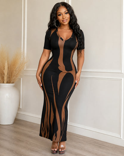 Women’s Figure-Flattering Printed Maxi Dress