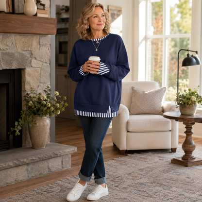 Women's Layered Patchwork Knit Sweater