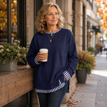 Women's Layered Patchwork Knit Sweater