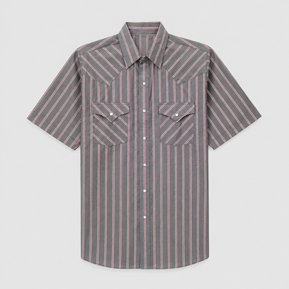 Men’s Classic Striped Western Pearl-Snap Shirt