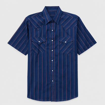 Men’s Classic Striped Western Pearl-Snap Shirt