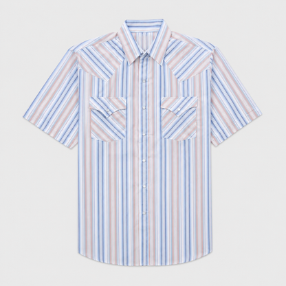 Men’s Classic Striped Western Pearl-Snap Shirt