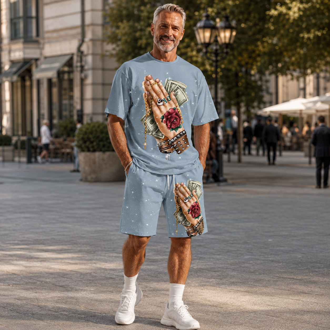 Men's Streetwear 3D Graphic T-Shirt Shorts Set