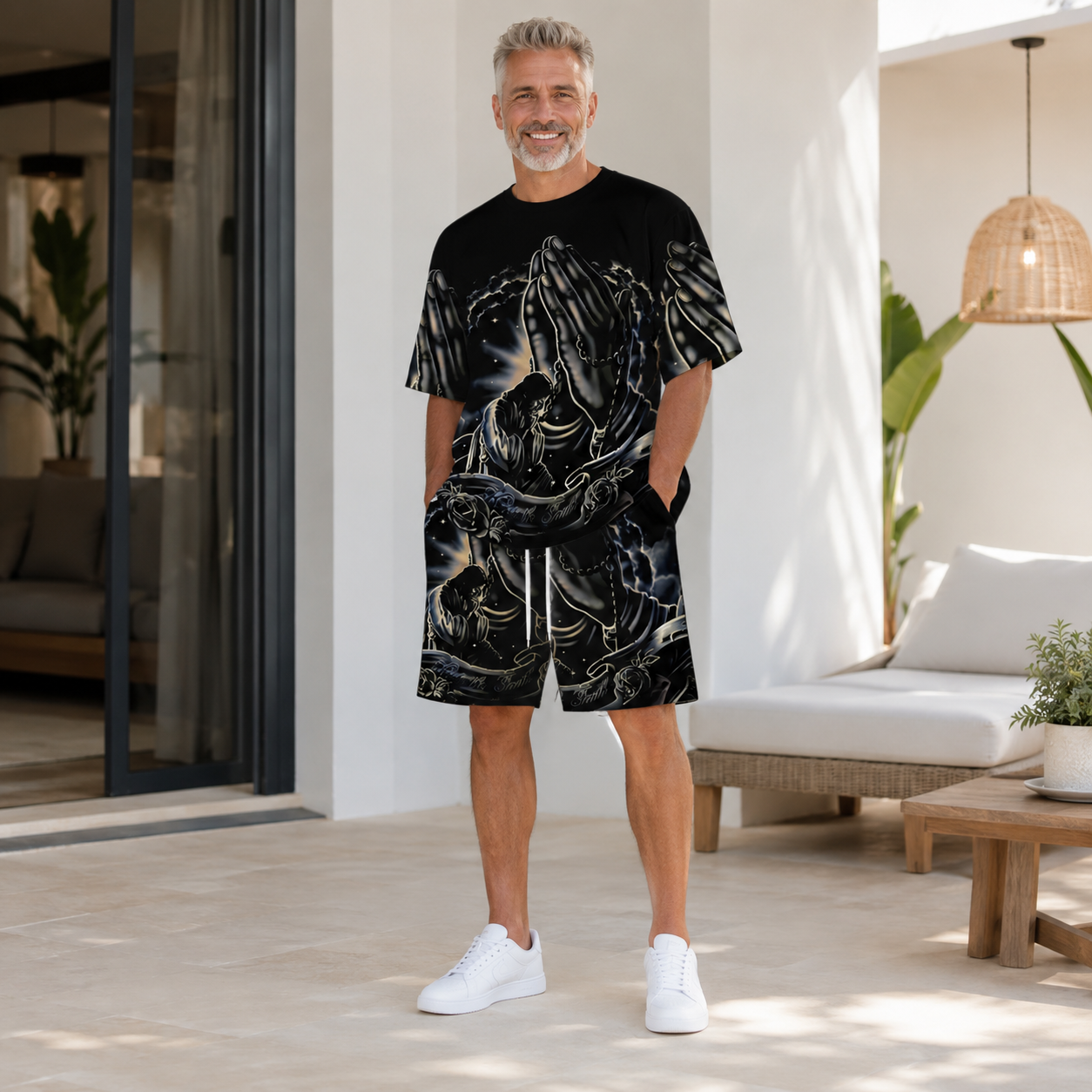 Men's Streetwear 3D Graphic T-Shirt Shorts Set