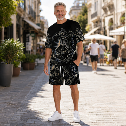 Men's Streetwear 3D Graphic T-Shirt Shorts Set
