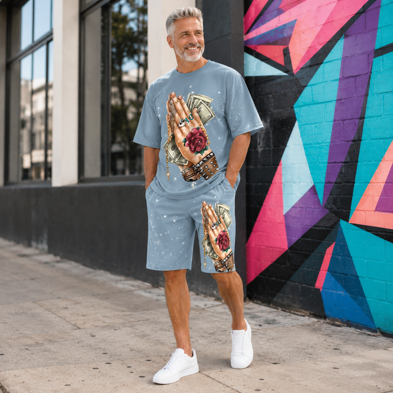 Men's Streetwear 3D Graphic T-Shirt Shorts Set