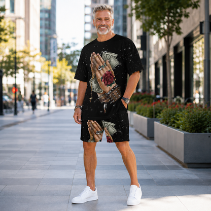 Men's Streetwear 3D Graphic T-Shirt Shorts Set