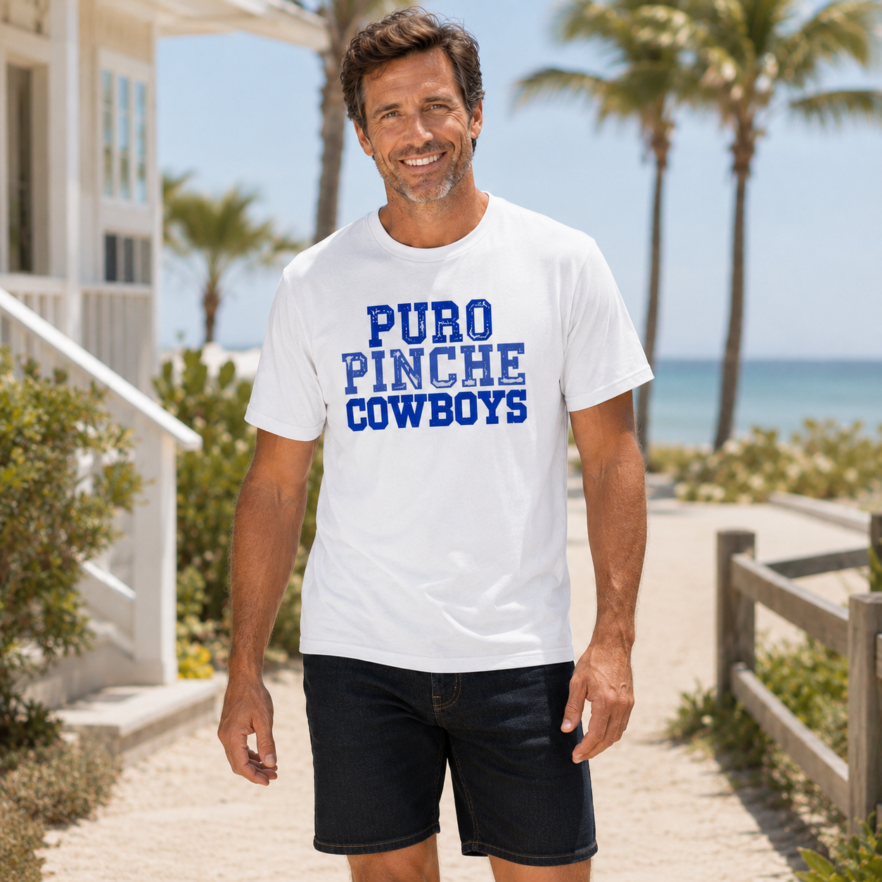 Men's Puro Pinche Cowboys Graphic Crewneck T-Shirt
