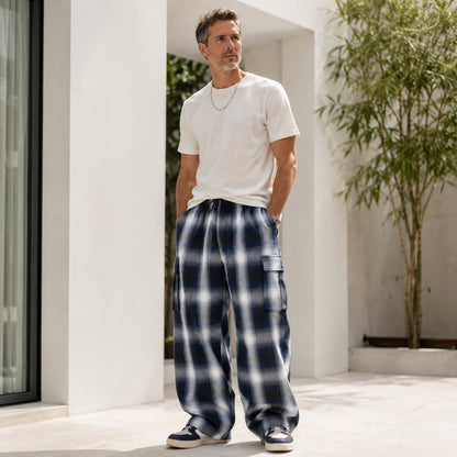 Men's Loose Plaid Cargo Pants