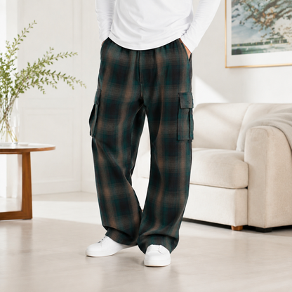 Men's Loose Plaid Cargo Pants