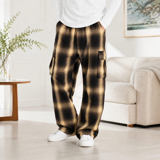 Men's Loose Plaid Cargo Pants