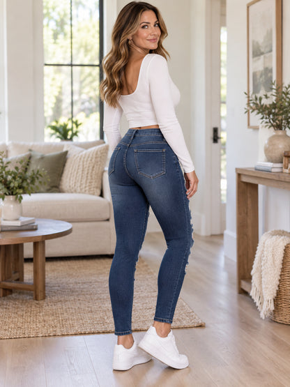 Women’s High-Stretch Sculpting Ripped Skinny Jeans