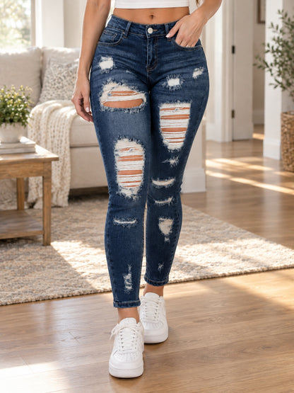 Women’s High-Stretch Sculpting Ripped Skinny Jeans