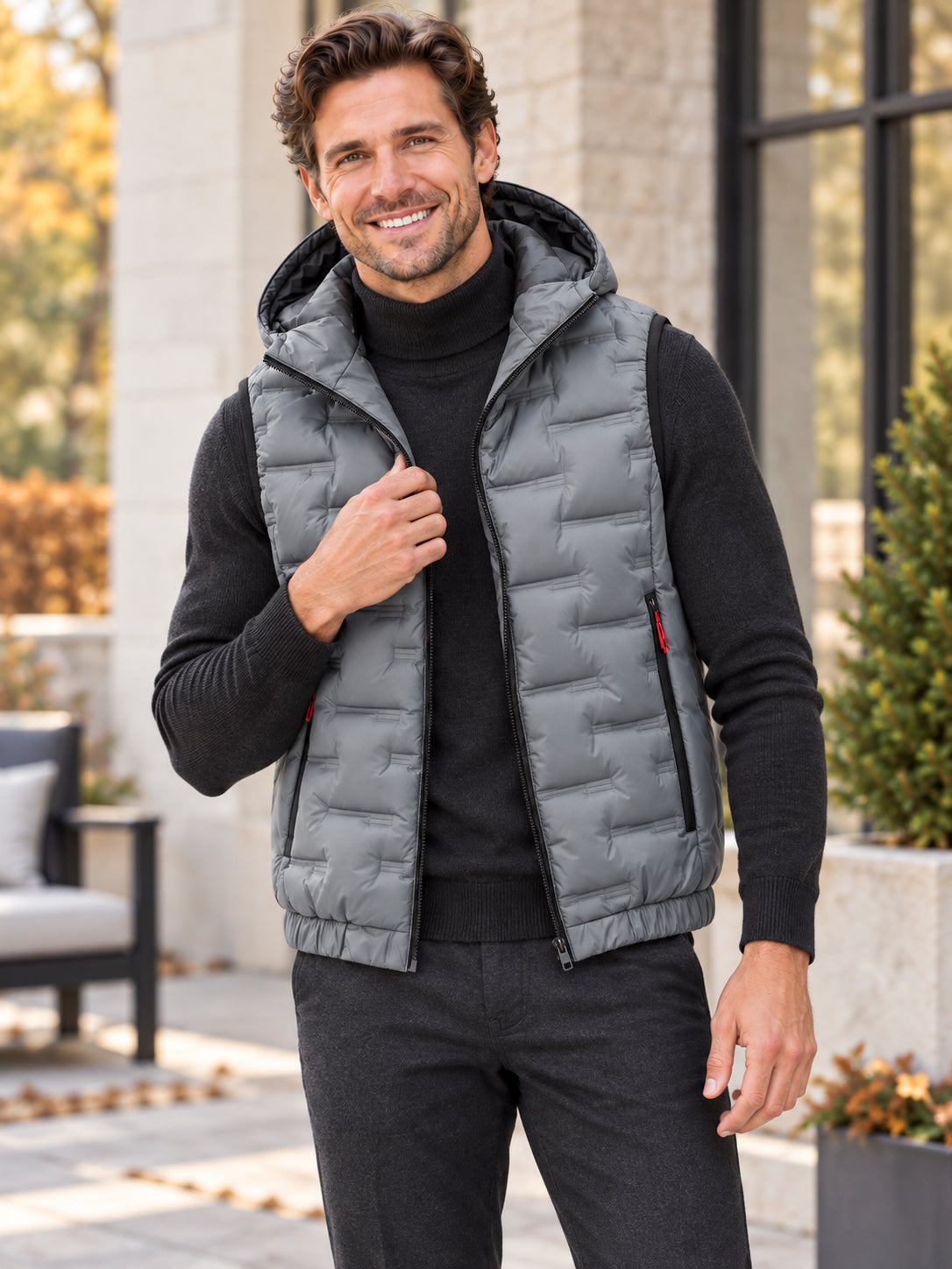 Men’s Seamless Hooded  Down Vest