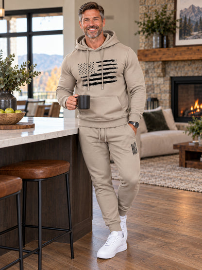 Men's American Flag Hoodie & Tapered Jogger Set