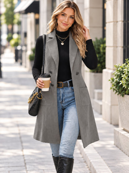 Women’s Chic Tailored Sleeveless Long Vest