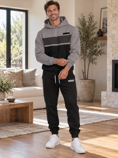 Men's Colorblock Geometric Hoodie & Jogger Set