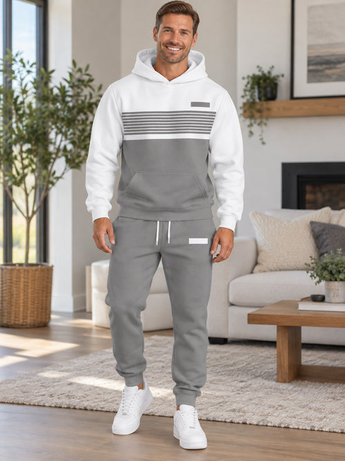 Men's Colorblock Geometric Hoodie & Jogger Set