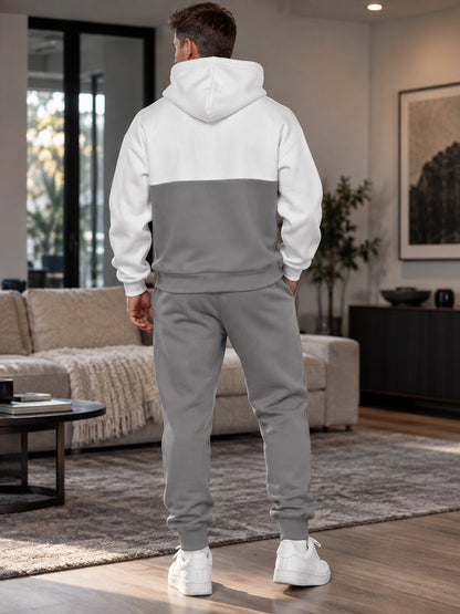 Men's Colorblock Geometric Hoodie & Jogger Set