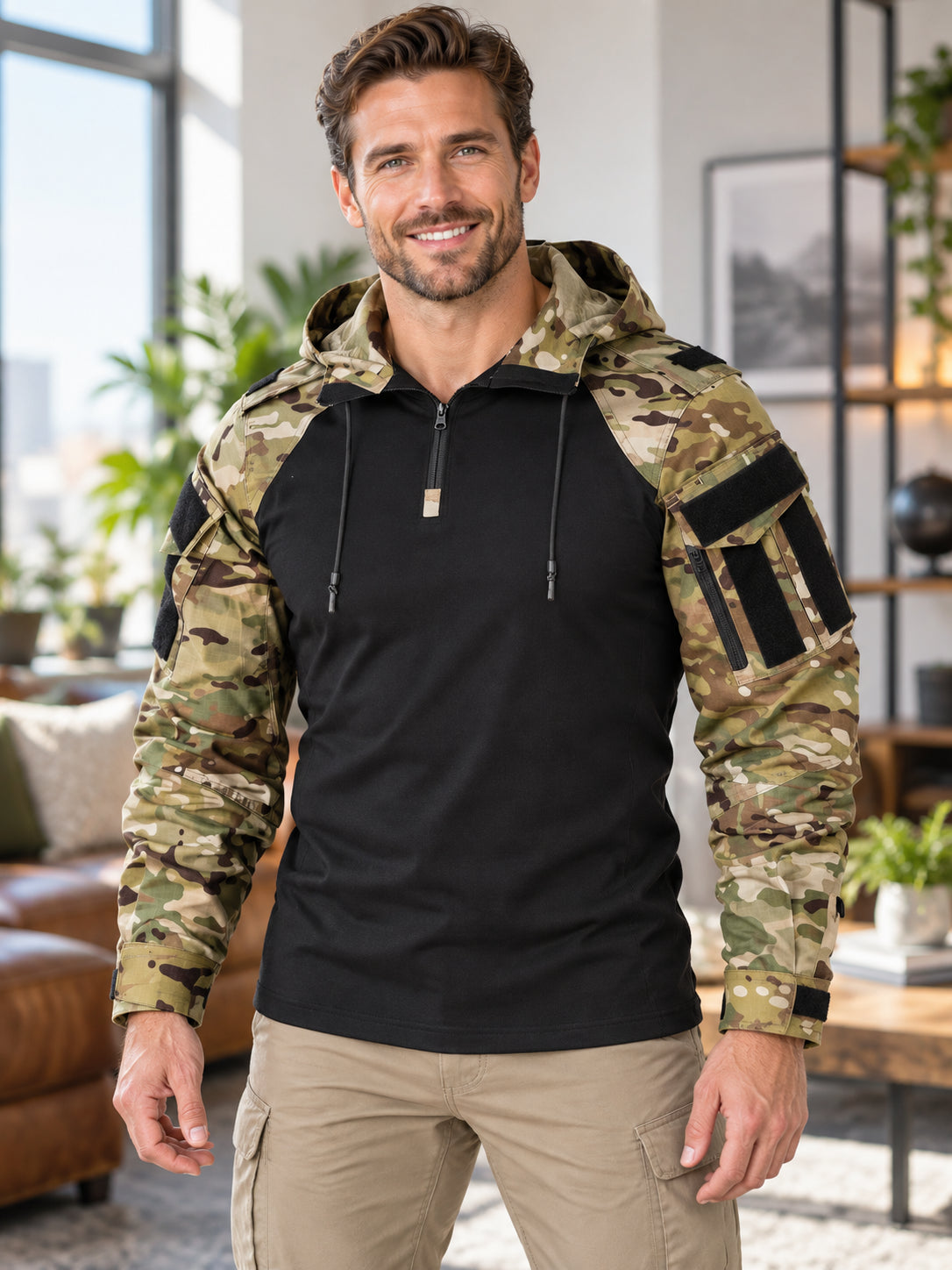 Men's Hooded Tactical Camouflage Shirt