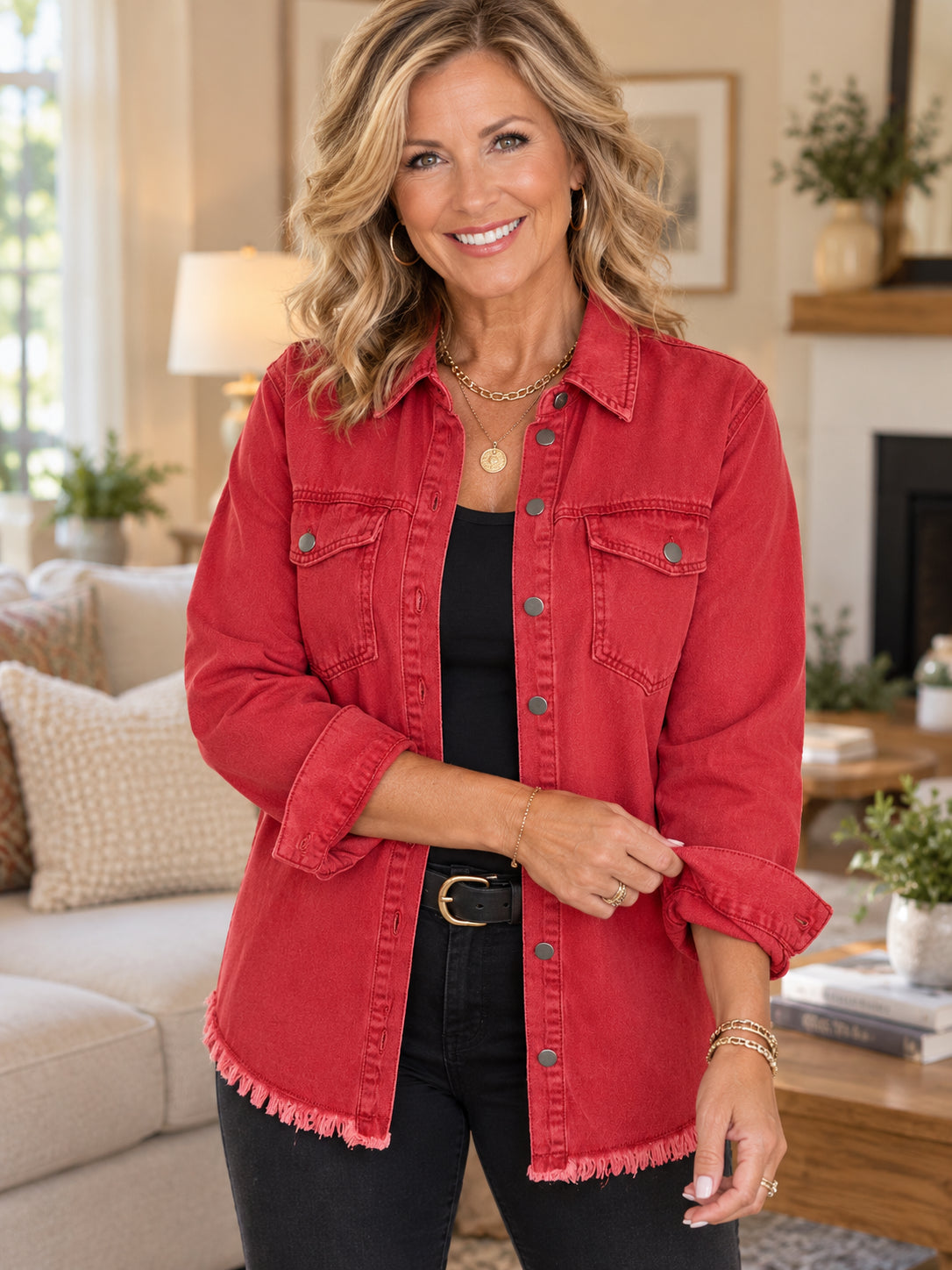 Women's Raw Hem Denim Jacket