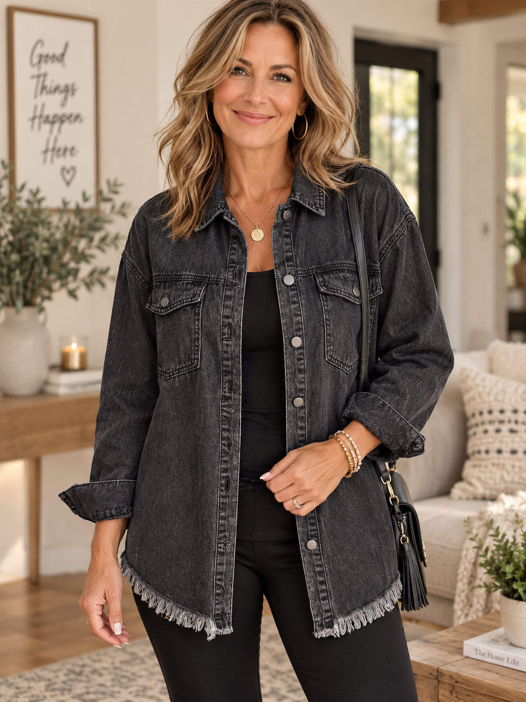 Women's Raw Hem Denim Jacket
