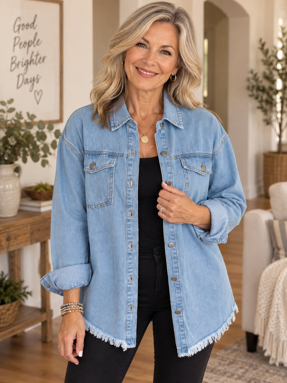 Women's Raw Hem Denim Jacket