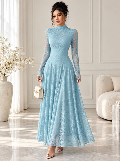 Women’s Elegant Floral Lace Long Sleeve Maxi Dress
